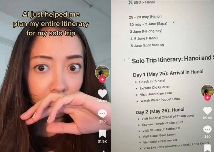Cô gái người Singapore nhờ AI lên kế hoạch du lịch Việt Nam